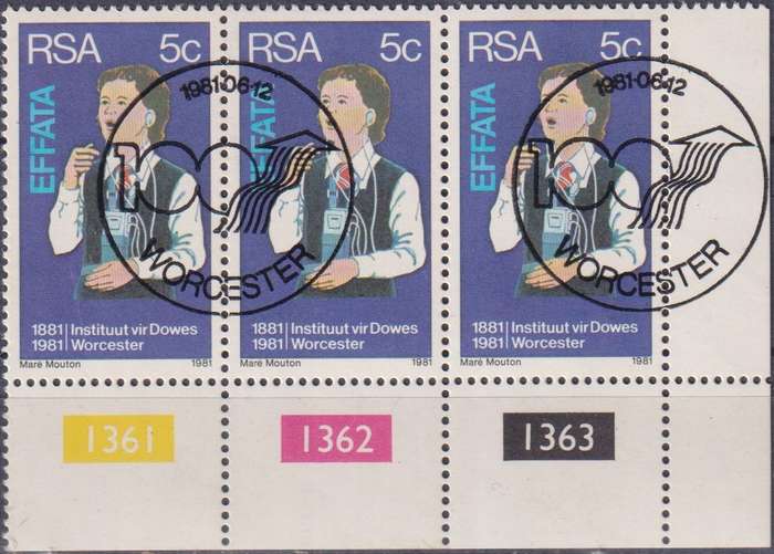 Stamp Control Blocks RSA 1981 The 100th Anniversary of the Institutes for Deaf and Blind, Worcester