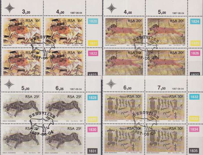 Stamps Control Block RSA 1987 Rock Paintings