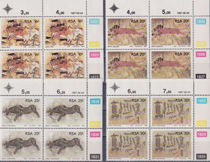 Stamps Control Block RSA 1987 Rock Paintings