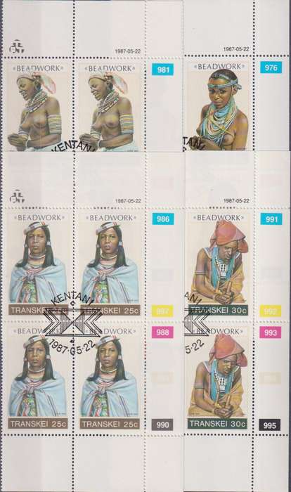 Stamps Control Blocks Transkei 1987 Transkei Beadwork