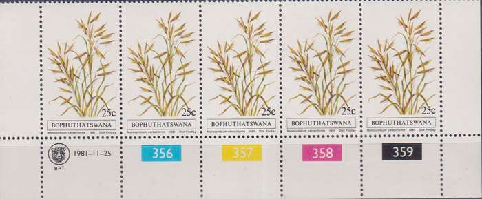 Stamps Control Blocks Bophuthatswana 1981 Indigenous Grasses