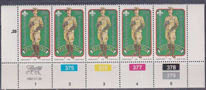 Stamps Control Blocks Bophuthatswana 1982 The 75th Anniversary of Boy Scout Movement and 125th Anniv