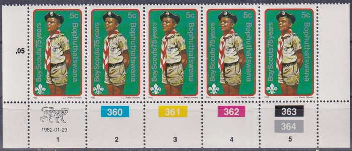 Stamps Control Blocks Bophuthatswana 1982 The 75th Anniversary of Boy Scout Movement and 125th Anniv