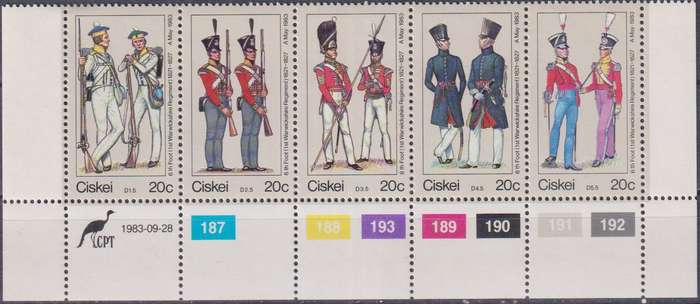 Stamp Control Blocks Ciskei 1983 Military Uniforms