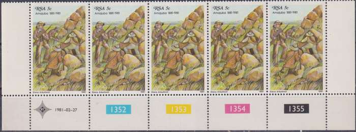 Stamp Control Blocks RSA 1981 The 100th Anniversary of the Battle of Amajuba