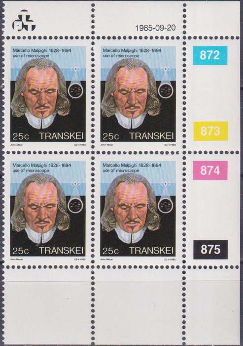 Stamp Control Blocks Transkei 1985 Famous People of Medicine