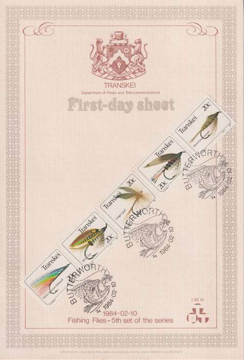 First Day Sheet Transkei 1984 Fishing Flies