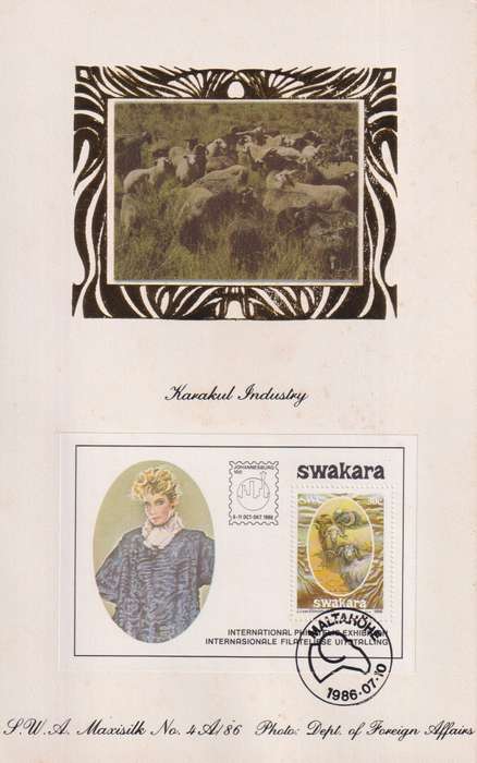 First Day Sheet Silk Limited Edition SWA 1986 Karakul Fur Industry