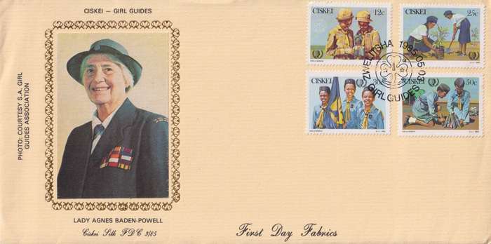 FDC Silk Cover Limited Addition Ciskei 1985 The 75th Anniversary of Girlguiding