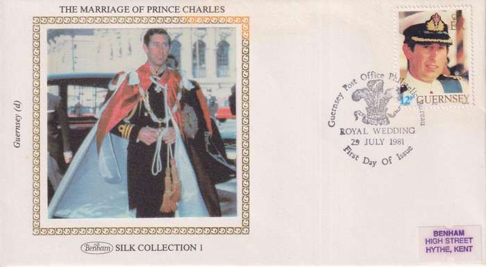Silk FDC Guernsey Royal Wedding 29 July 1981