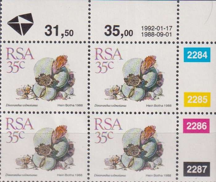 Stamp Control Blocks 1988 Succulents