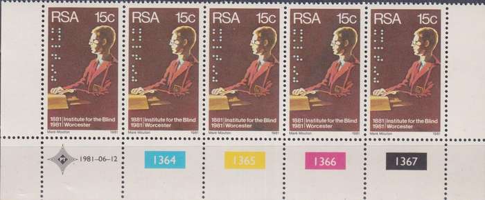 Stamp Control Blocks RSA 1981 The 100th Anniversary of the Institutes for Deaf and Blind, Worcester