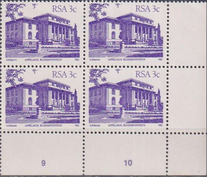 Stamp Control Blocks RSA 1982 -1987 South African Architecture