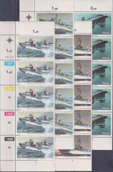 Stamp Control Blocks RSA 1982 The 25th Anniversary of Simonstown as South African Naval Base