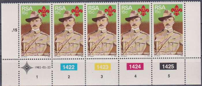 Stamp Control Blocks RSA  1982 The 75th Anniversary of Boy Scout Movement