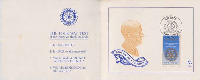 Stamp Cards Transkei 1980 The 75th Anniversary of Rotary International