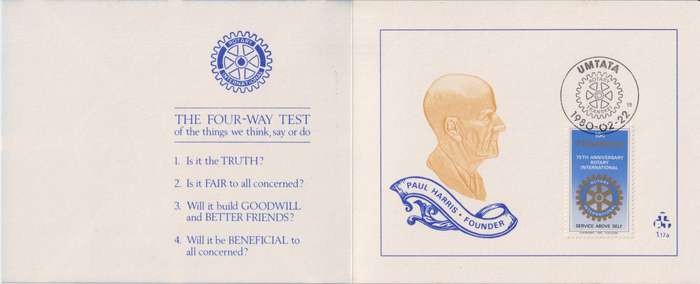Stamp Cards Transkei 1980 The 75th Anniversary of Rotary International