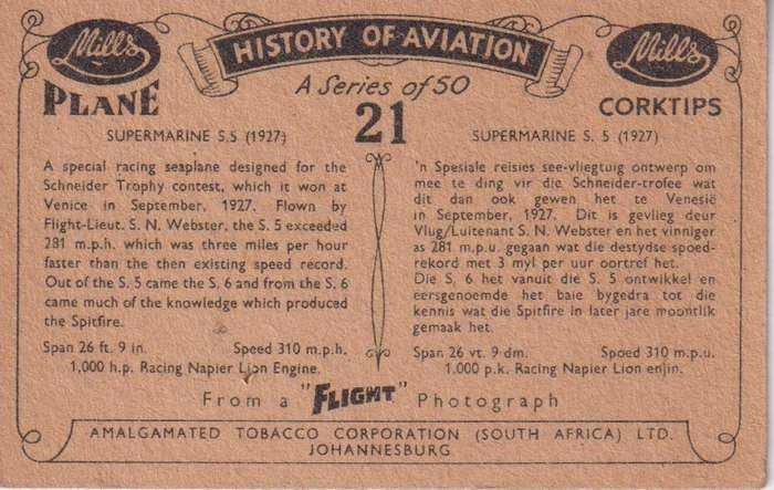 Cigarette Card History Of Aviation No. 21