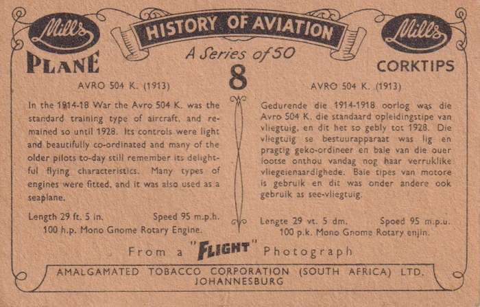 Cigarette Card History Of Aviation No. 8