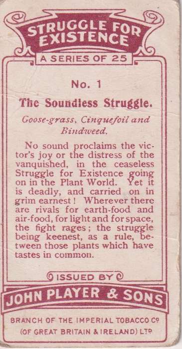 Cigarette Card Struggle for Existence No. 1