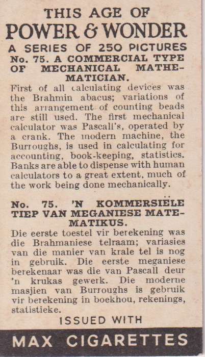 Cigarette Card This Age of Power & Wonder No. 75