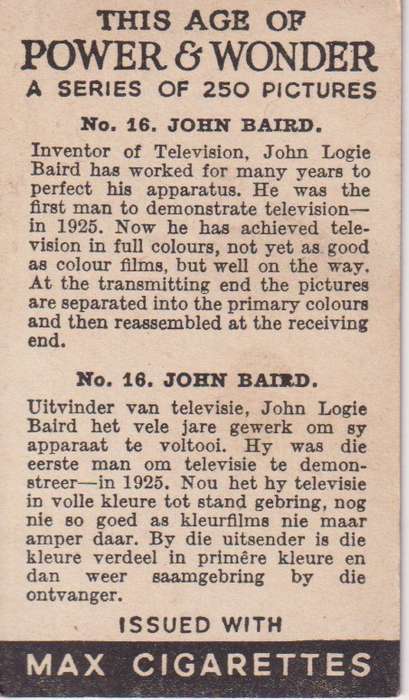 Cigarette Card This Age of Power & Wonder No. 16