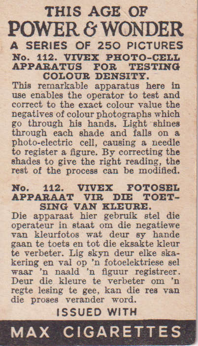 Cigarette Card This Age of Power & Wonder No. 112
