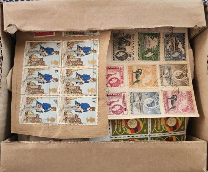 Box of Mix World Stamps on paper