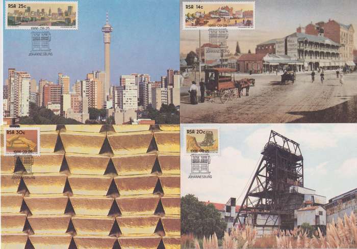 Maxi Card Set of 4 1986 The 100th Anniversary of Johannesburg (Bid per pack to take all)