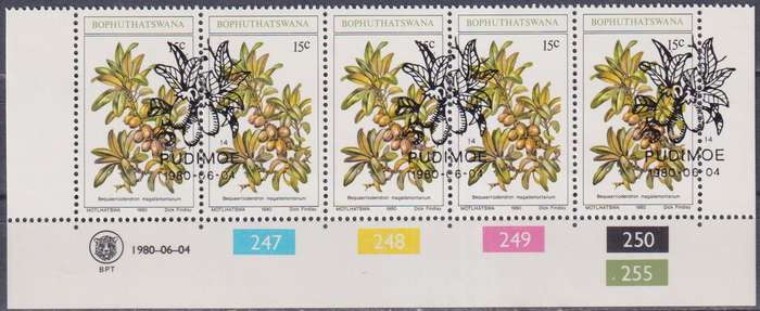 Stamp Control Blocks Bophuthatswana 1980 Edible Wild Fruits