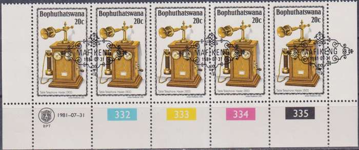 Stamp Control Blocks Bophuthatswana 1981 History of the Telephone