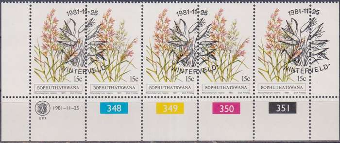 Stamp Control Blocks Bophuthatswana 1981 Indigenous Grasses