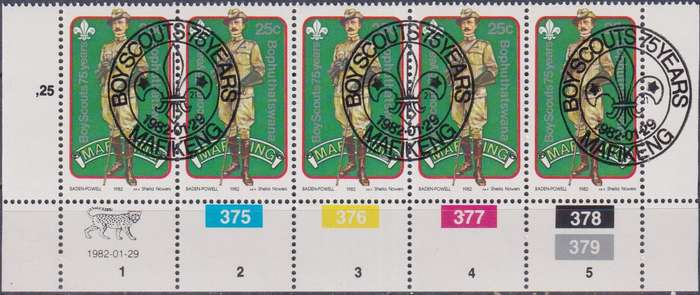 Stamp Control Blocks Bophuthatswana 1982 The 75th Anniversary of Boy Scout Movement and 125th Annive