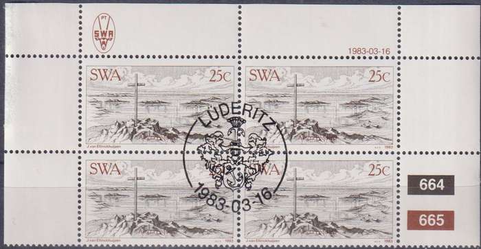 Stamps Control Blocks SWA 1983 The 100th Anniversary of Foundation of Luderitz