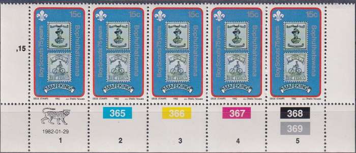 Stamps Control Blocks 1982 The 75th Anniversary of Boy Scout Movement and 125th Anniversary of the B