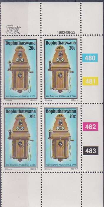 Stamps Control Blocks 1983 History of the Telephone