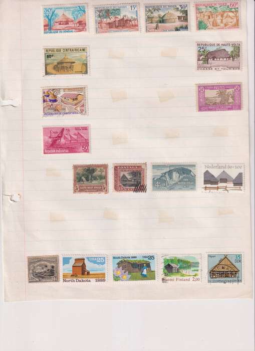 Stamps on paper Mix World