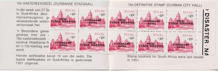 Stamps RSA 1987 Natal Flood Relief Fund