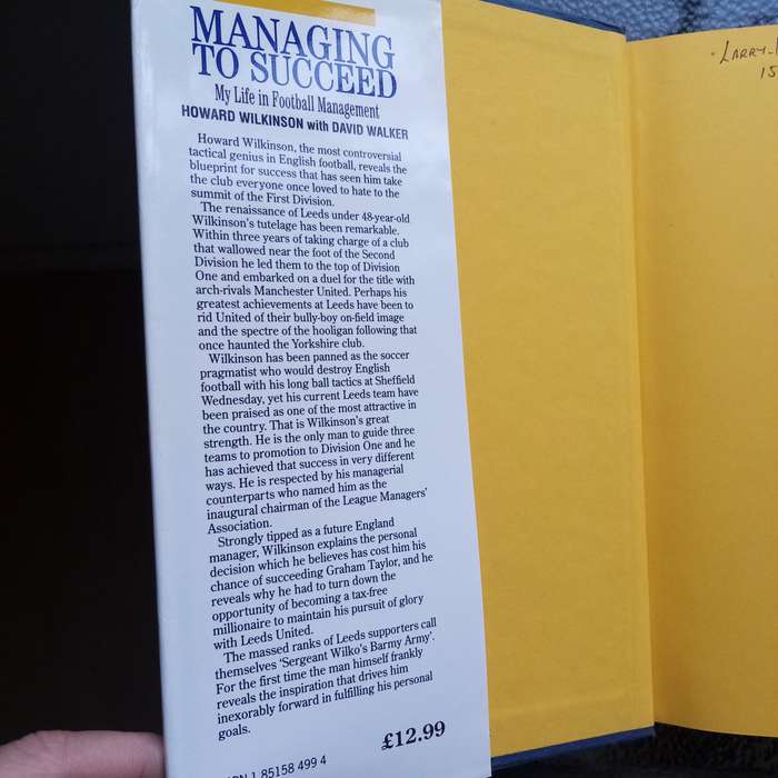 Managing to Succeed: My Life in Football Management by Howard Wilkinson soccer