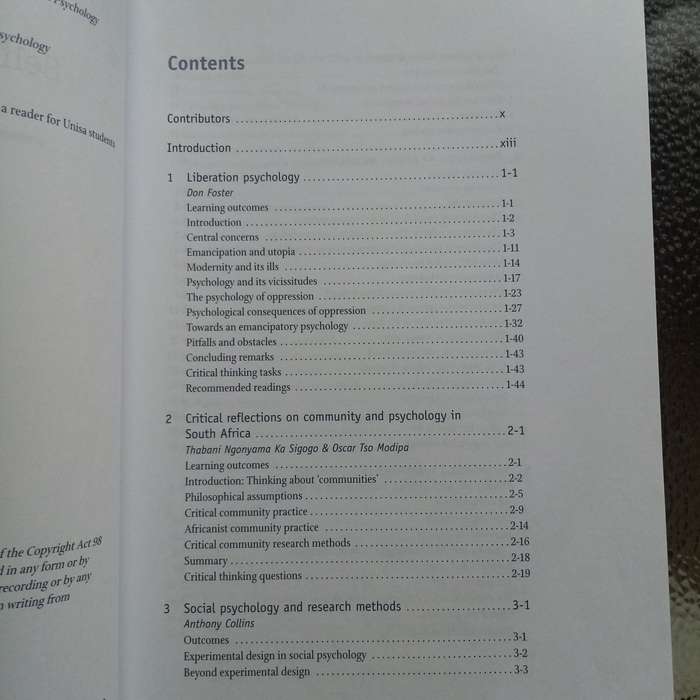 SELF, COMMUNITY AND PSYCHOLOGY. Editors: Kopano Ratele, Norman Duncan and Derek Hook