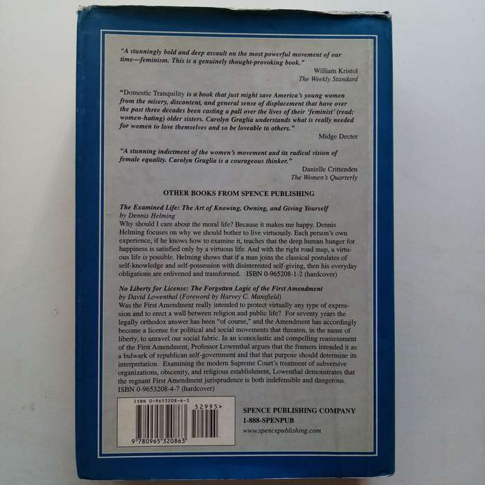 Domestic Tranquility: A Brief Against Feminism by F. Carolyn Graglia  A Provocative Exploration