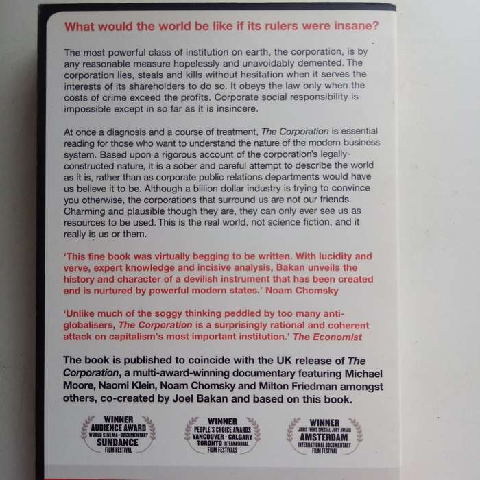 The Corporation by Joel Bakan | Profit, Power, Capitalism, Business Ethics, Documentary Book
