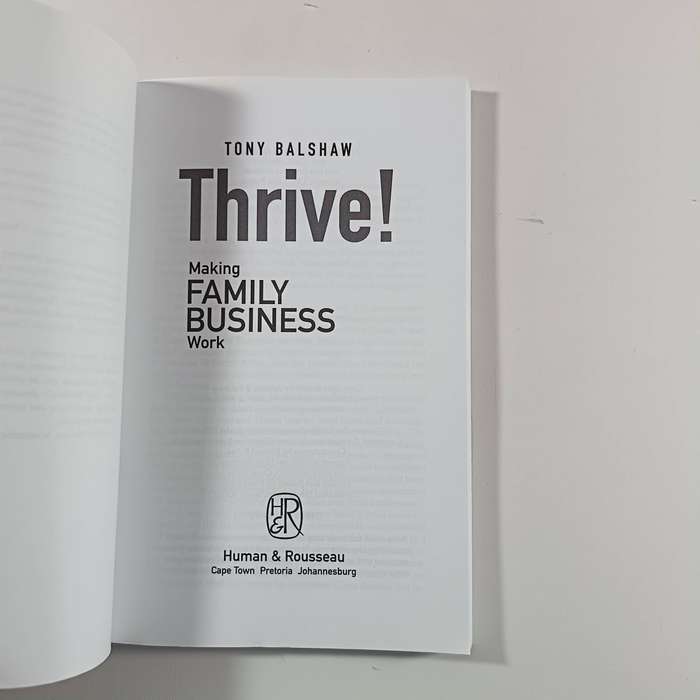 Thrive! Making Family Business Work  Tony Balshaw | Family Business Strategy & Succession