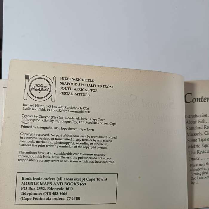 Seafood Specialities from Southern Africas Top Restaurants | Cookbook (1986)