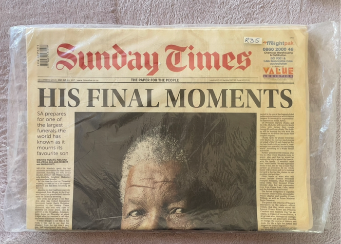 Sunday Times ~ Nelson Mandela Obituary