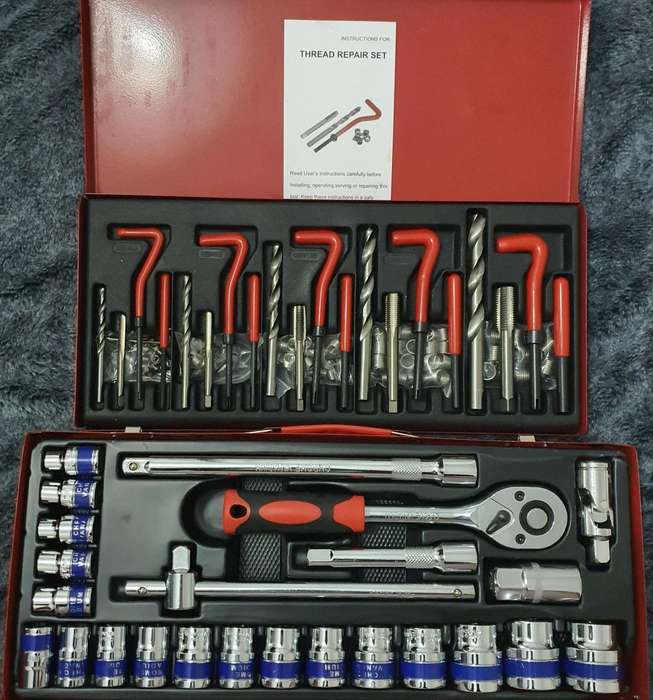 131 Piece Thread Repair Set & 24pcs 1/2" Drive Set Chrome Vanadium