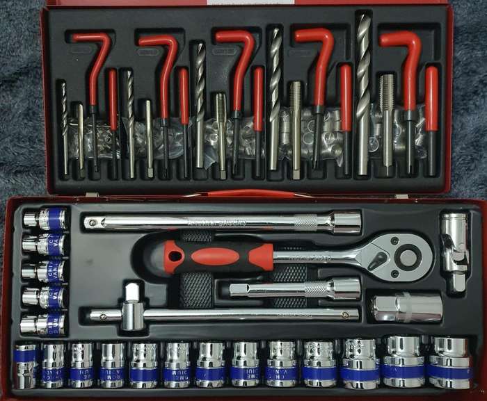 131 Piece Thread Repair Set & 24pcs 1/2" Drive Set Chrome Vanadium