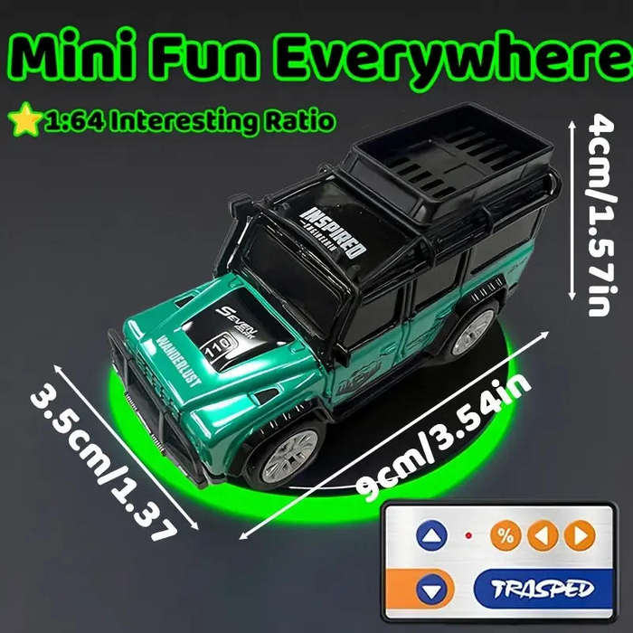 Miniature RC Off-Road Truck 1:64 Scale Alloy - 2.4GHz Anti-Interference desk