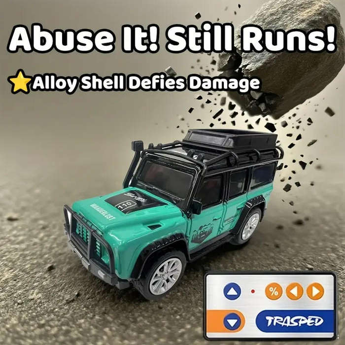 Miniature RC Off-Road Truck 1:64 Scale Alloy - 2.4GHz Anti-Interference desk