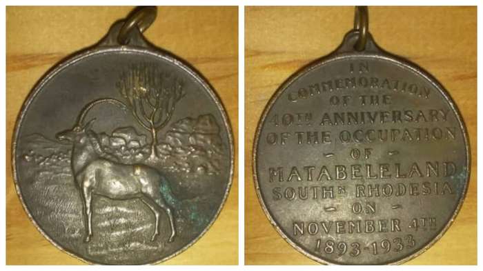RHODESIA, Matabeleland 40th Anniversary Medallion. 3cm Diameter